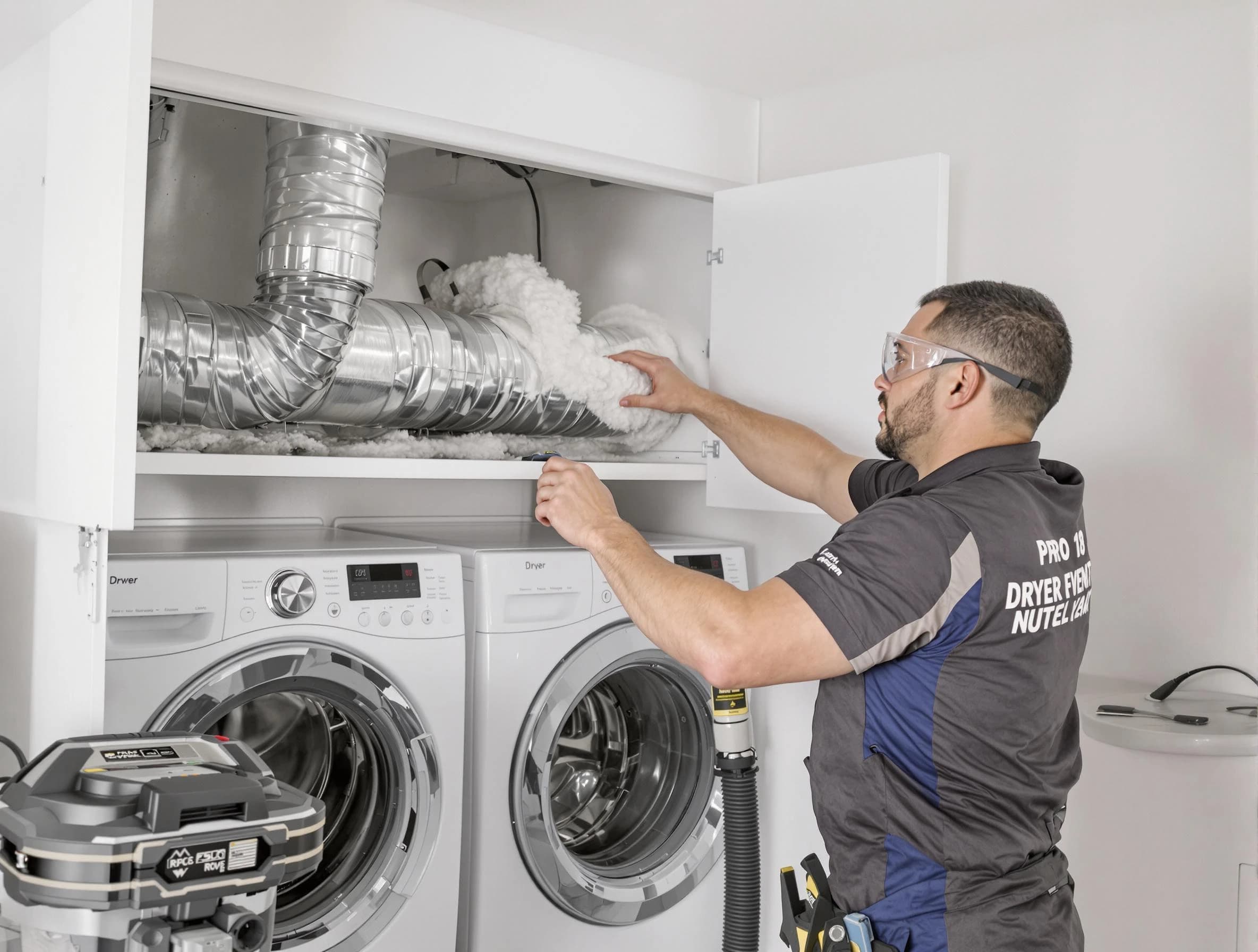 Newnan Dryer Vent Cleaning certified technician performing specialized gas dryer vent cleaning in Newnan