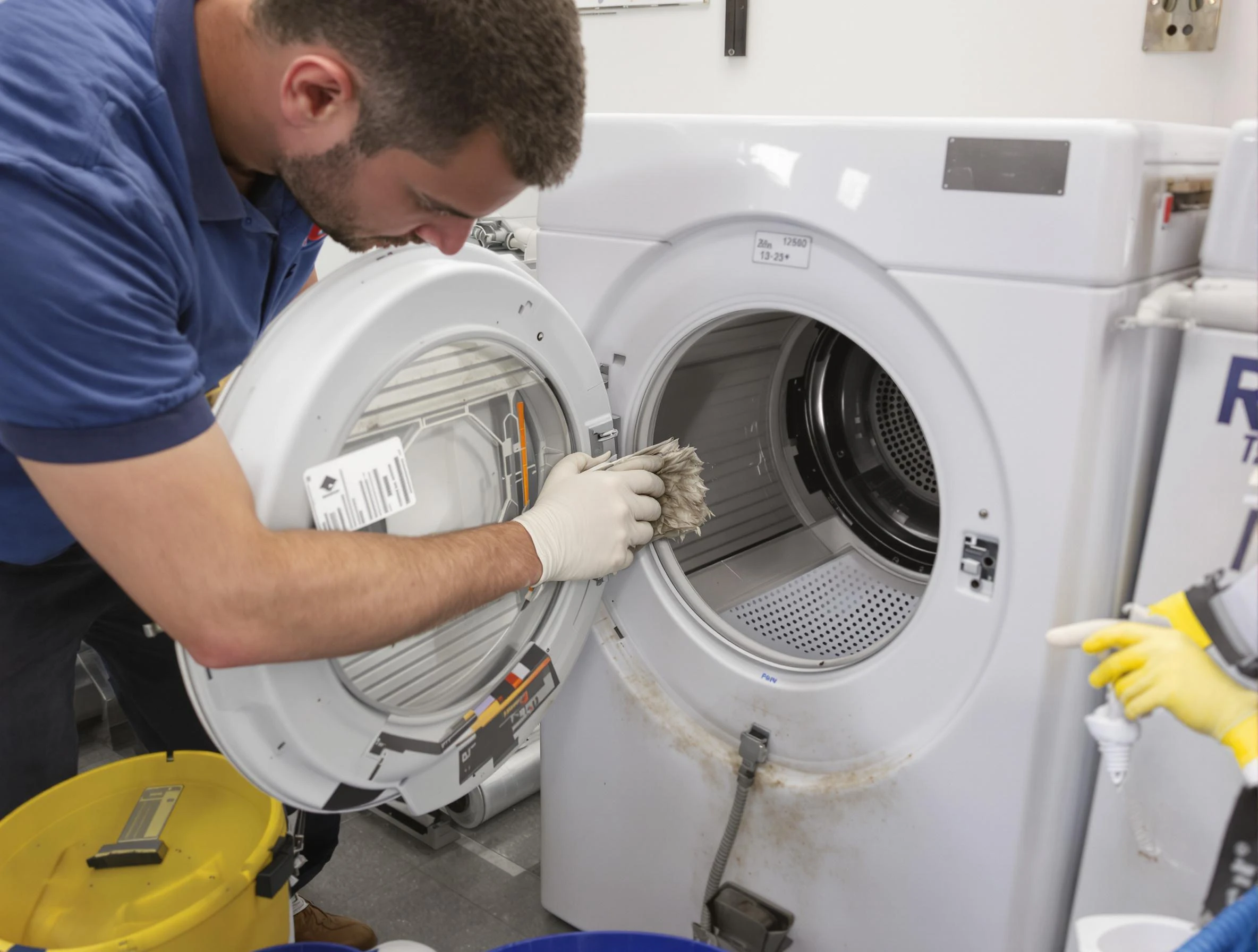 Newnan Dryer Vent Cleaning specialist performing detailed lint trap cleaning service in Newnan