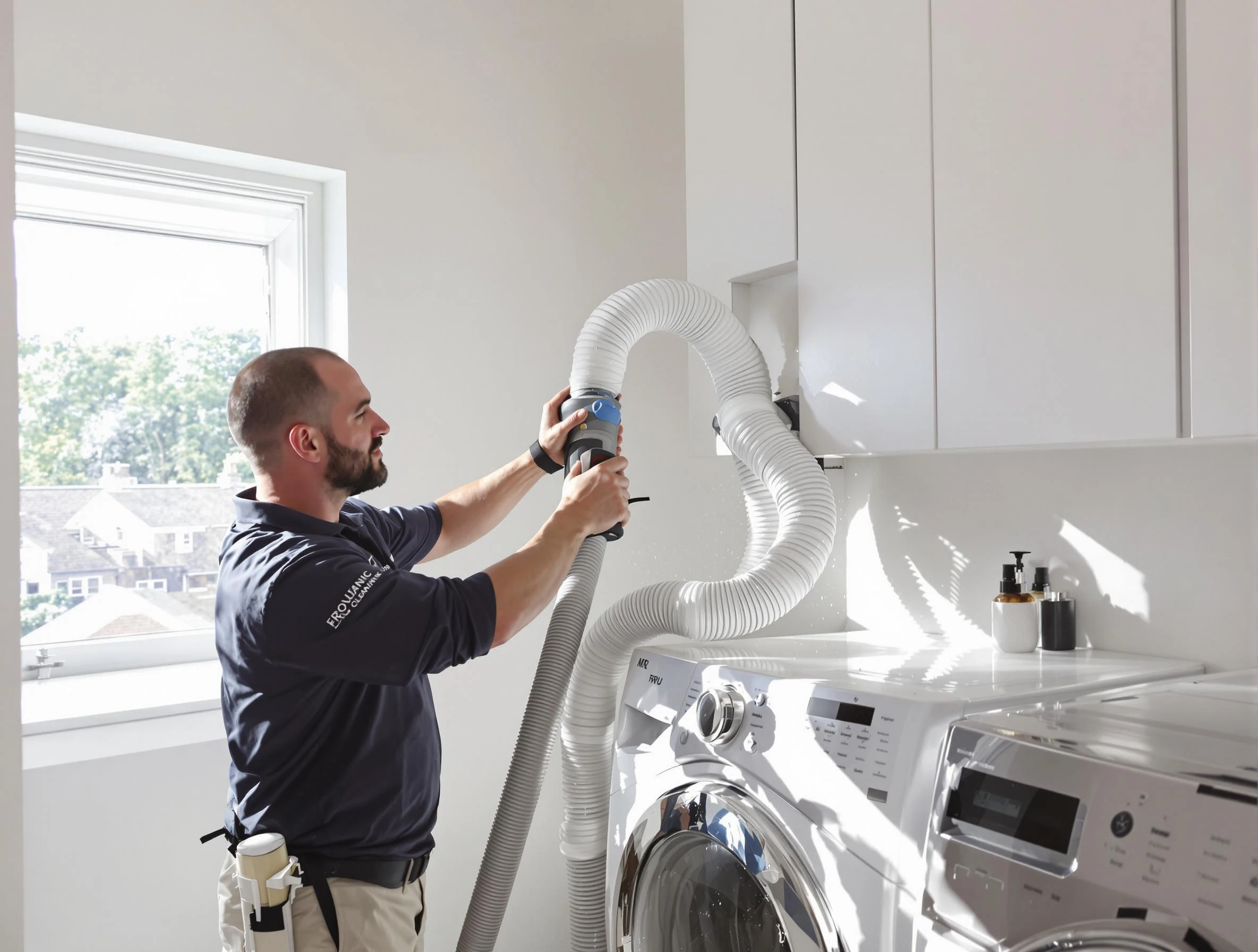 Certified Newnan Dryer Vent Cleaning technician performing dryer vent cleaning in Newnan